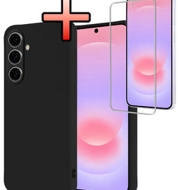 NoXx NoXx Samsung Galaxy A37 Hoesje Siliconen Met Screenprotector - Zwart