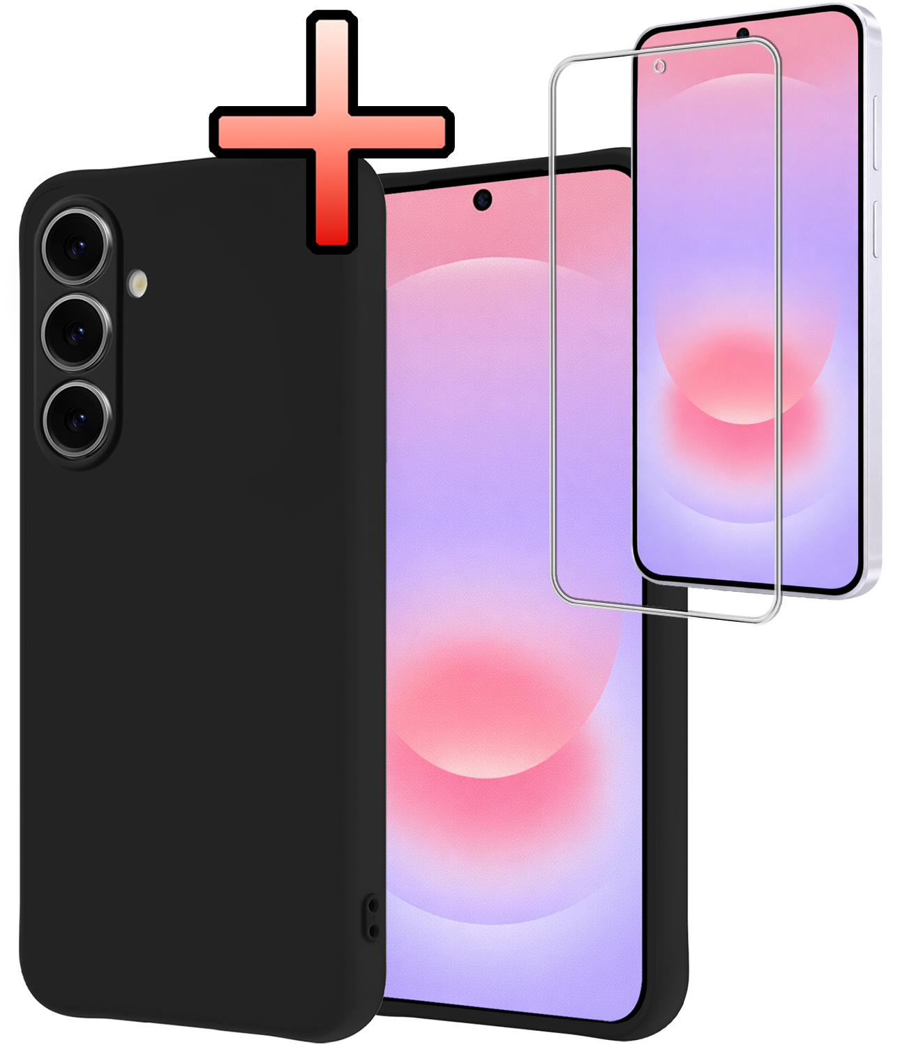 NoXx NoXx Samsung Galaxy A37 Hoesje Siliconen Met Screenprotector - Zwart