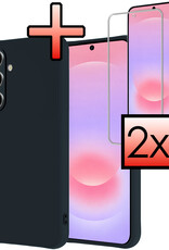 NoXx NoXx Samsung Galaxy A37 Hoesje Siliconen Met 2x Screenprotector - Donkerblauw