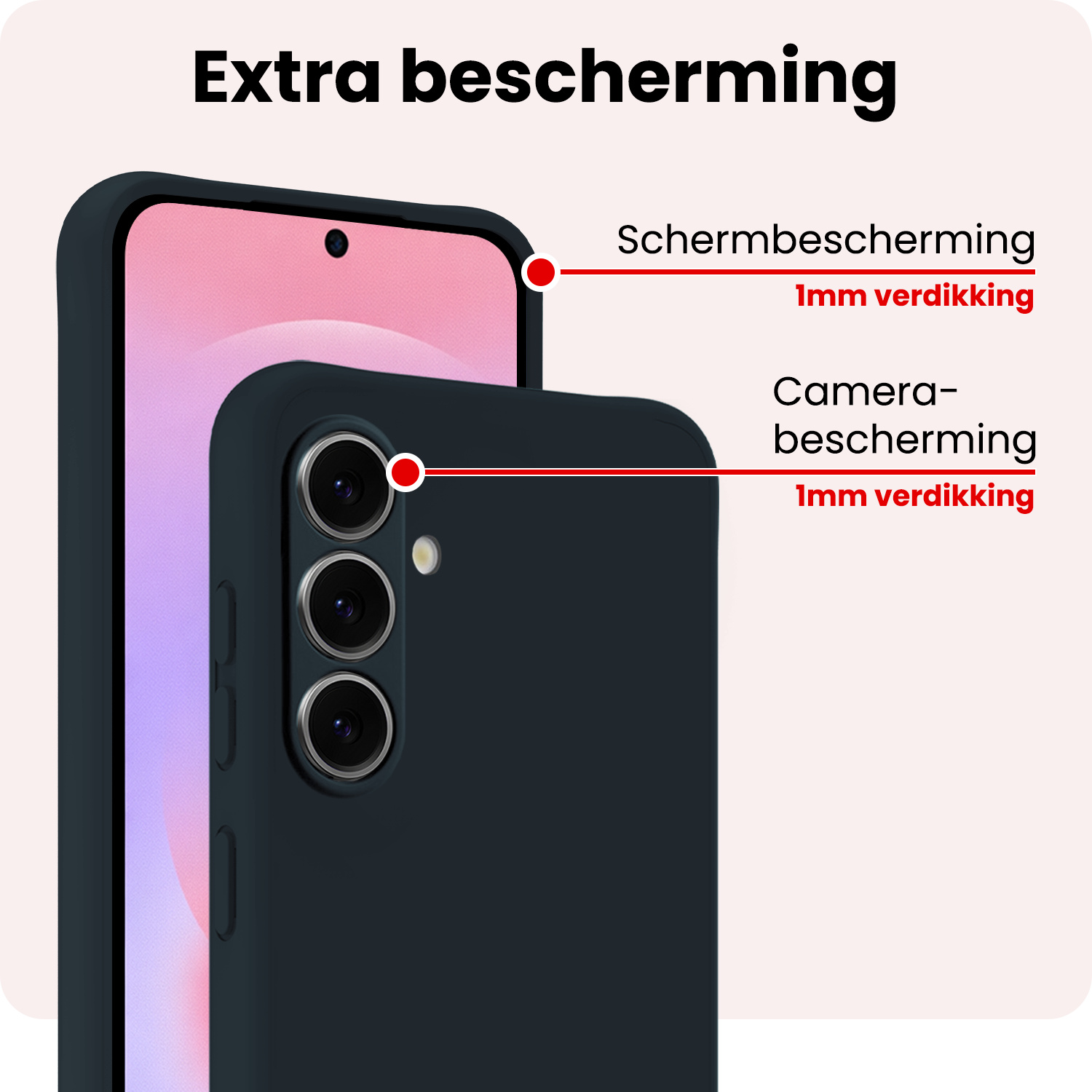 NoXx NoXx Samsung Galaxy A37 Hoesje Siliconen Met 2x Screenprotector - Donkerblauw