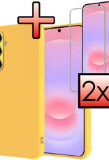 NoXx NoXx Samsung Galaxy A37 Hoesje Siliconen Met 2x Screenprotector - Geel