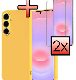NoXx NoXx Samsung Galaxy A37 Hoesje Siliconen Met 2x Screenprotector - Geel