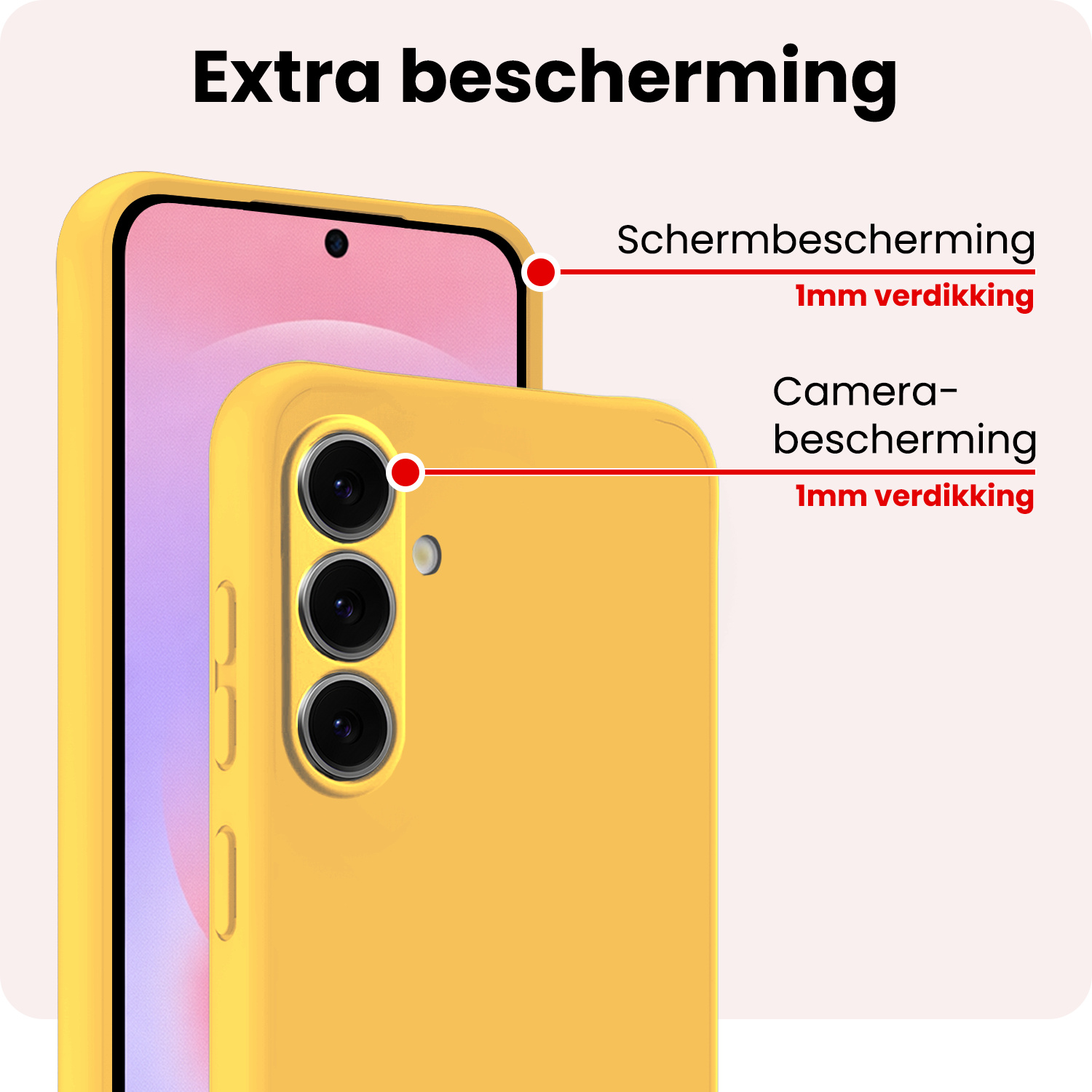 NoXx NoXx Samsung Galaxy A37 Hoesje Siliconen Met 2x Screenprotector - Geel