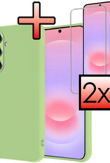 NoXx NoXx Samsung Galaxy A37 Hoesje Siliconen Met 2x Screenprotector - Groen