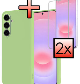 NoXx NoXx Samsung Galaxy A37 Hoesje Siliconen Met 2x Screenprotector - Groen