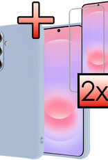 NoXx NoXx Samsung Galaxy A37 Hoesje Siliconen Met 2x Screenprotector - Lichtblauw