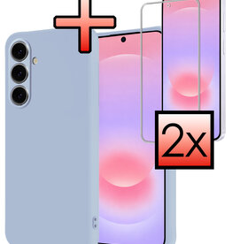 NoXx NoXx Samsung Galaxy A37 Hoesje Siliconen Met 2x Screenprotector - Lichtblauw