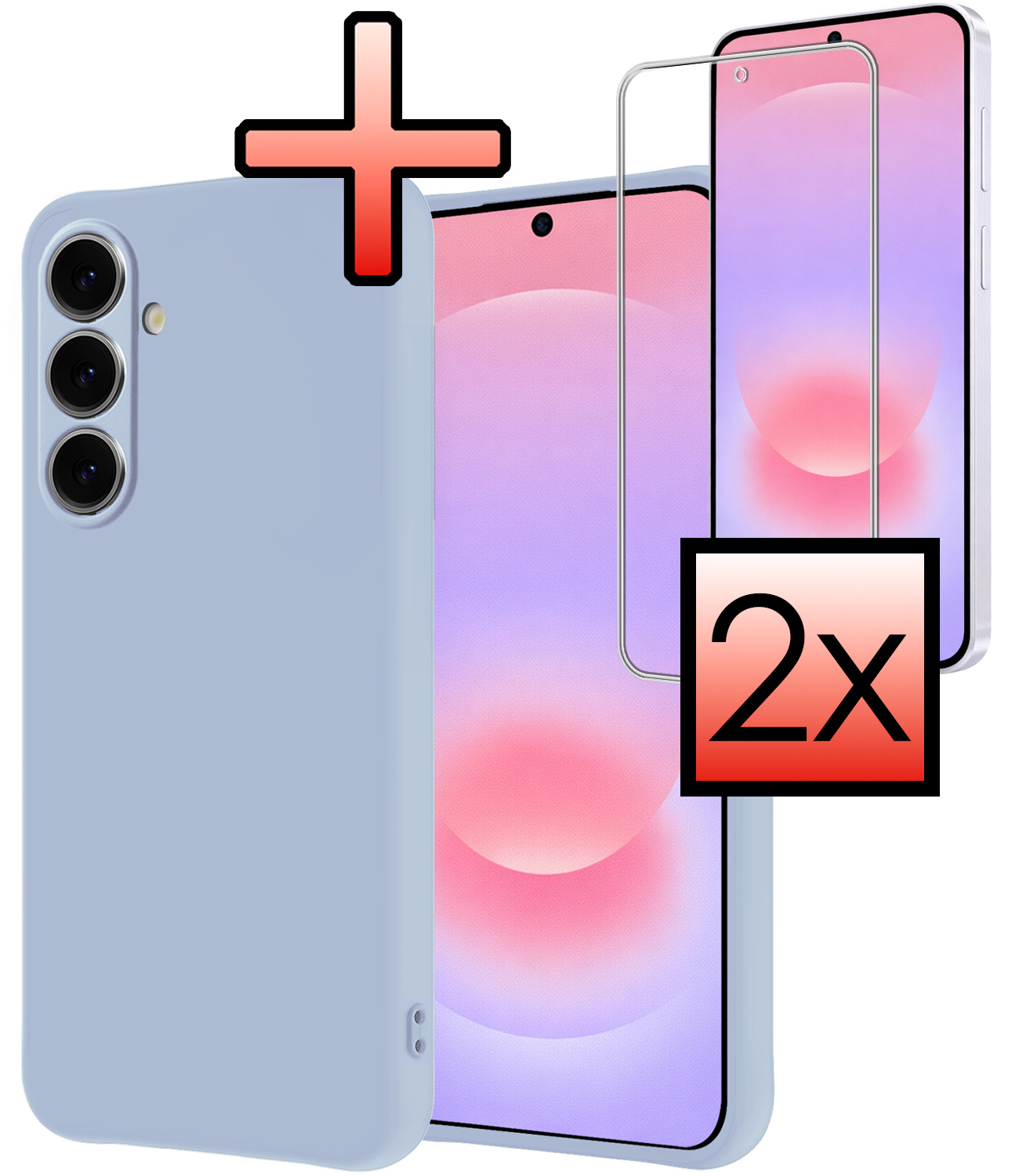 NoXx NoXx Samsung Galaxy A37 Hoesje Siliconen Met 2x Screenprotector - Lichtblauw