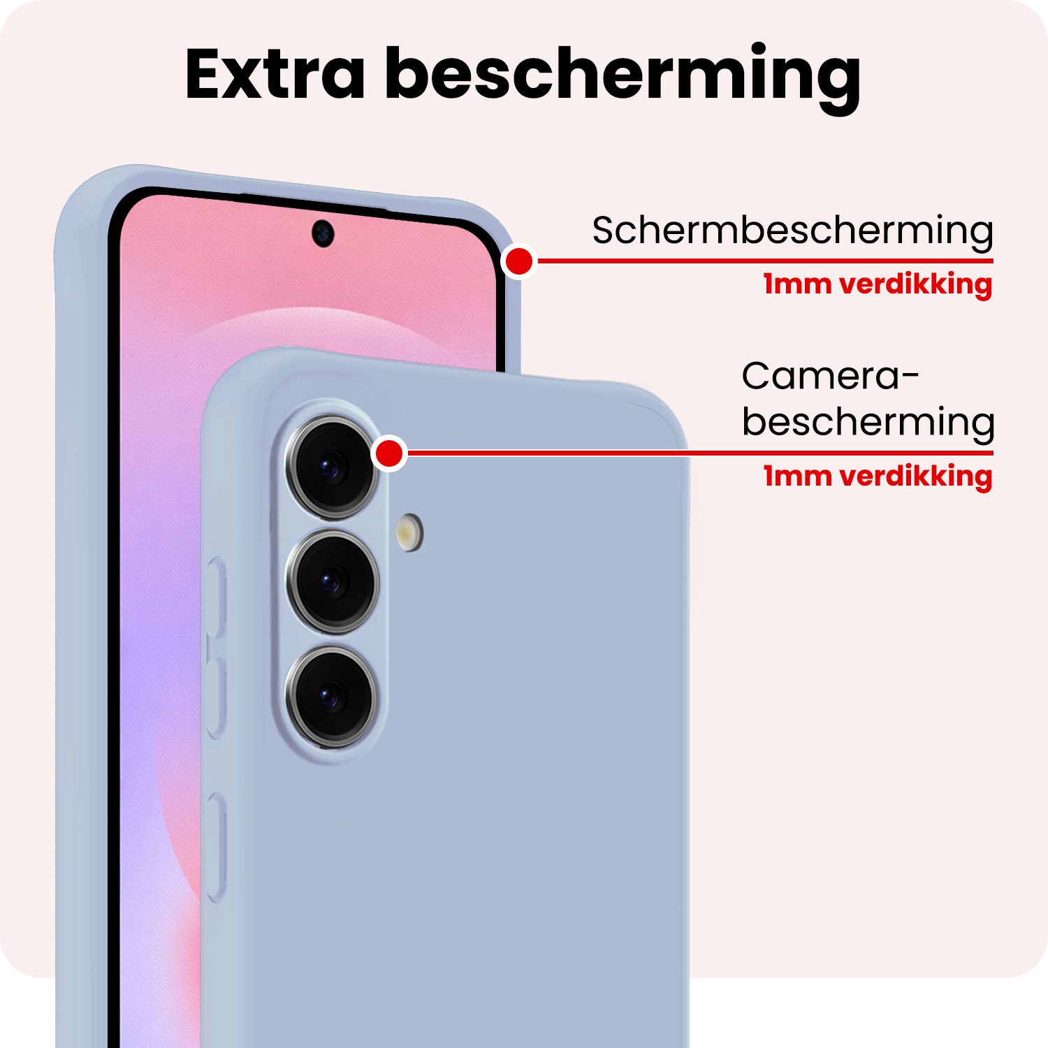 NoXx NoXx Samsung Galaxy A37 Hoesje Siliconen Met 2x Screenprotector - Lichtblauw