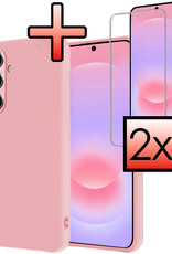 NoXx NoXx Samsung Galaxy A37 Hoesje Siliconen Met 2x Screenprotector - Lichtroze