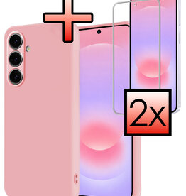 NoXx NoXx Samsung Galaxy A37 Hoesje Siliconen Met 2x Screenprotector - Lichtroze