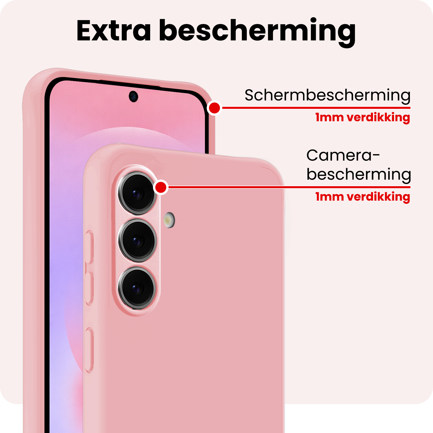 NoXx NoXx Samsung Galaxy A37 Hoesje Siliconen Met 2x Screenprotector - Lichtroze