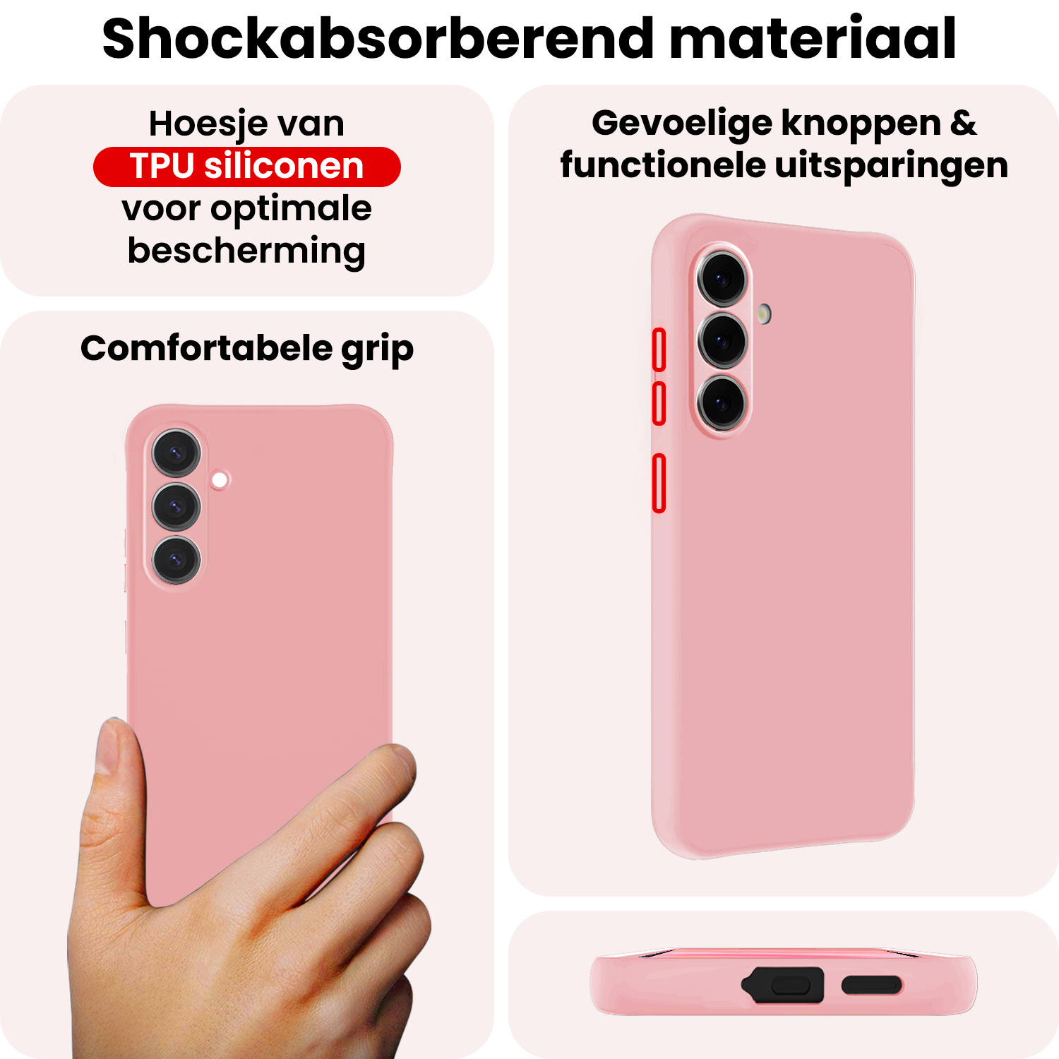 NoXx NoXx Samsung Galaxy A37 Hoesje Siliconen Met 2x Screenprotector - Lichtroze