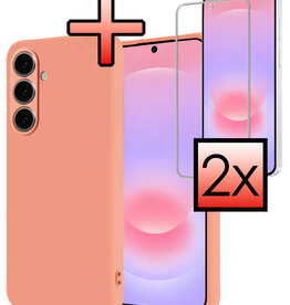 NoXx NoXx Samsung Galaxy A37 Hoesje Siliconen Met 2x Screenprotector - Perzik