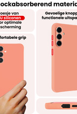 NoXx NoXx Samsung Galaxy A37 Hoesje Siliconen Met 2x Screenprotector - Perzik