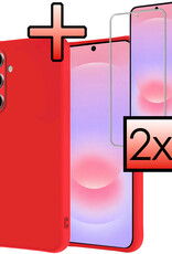 NoXx NoXx Samsung Galaxy A37 Hoesje Siliconen Met 2x Screenprotector - Rood
