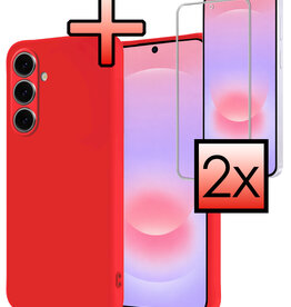 NoXx NoXx Samsung Galaxy A37 Hoesje Siliconen Met 2x Screenprotector - Rood