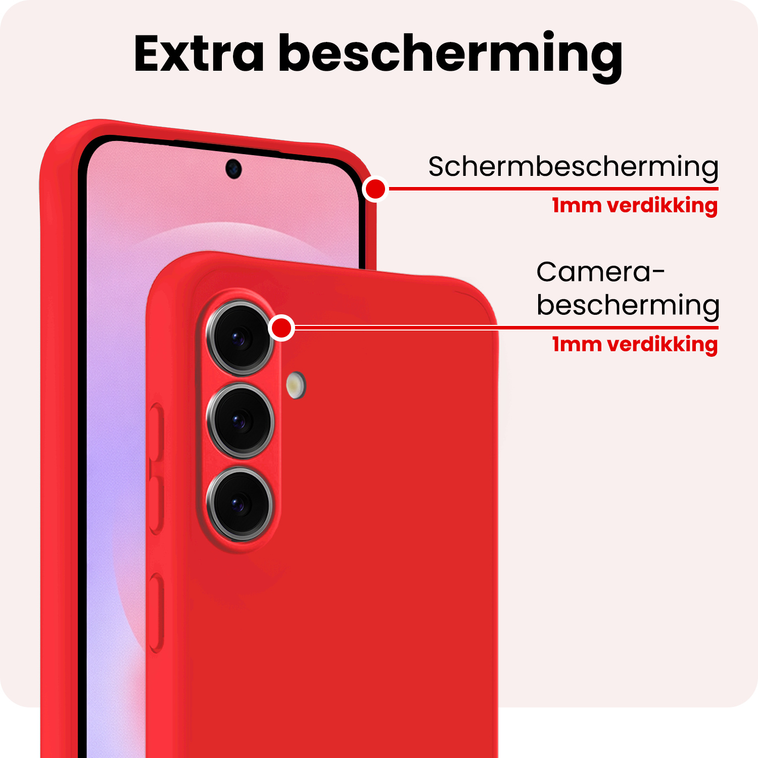NoXx NoXx Samsung Galaxy A37 Hoesje Siliconen Met 2x Screenprotector - Rood