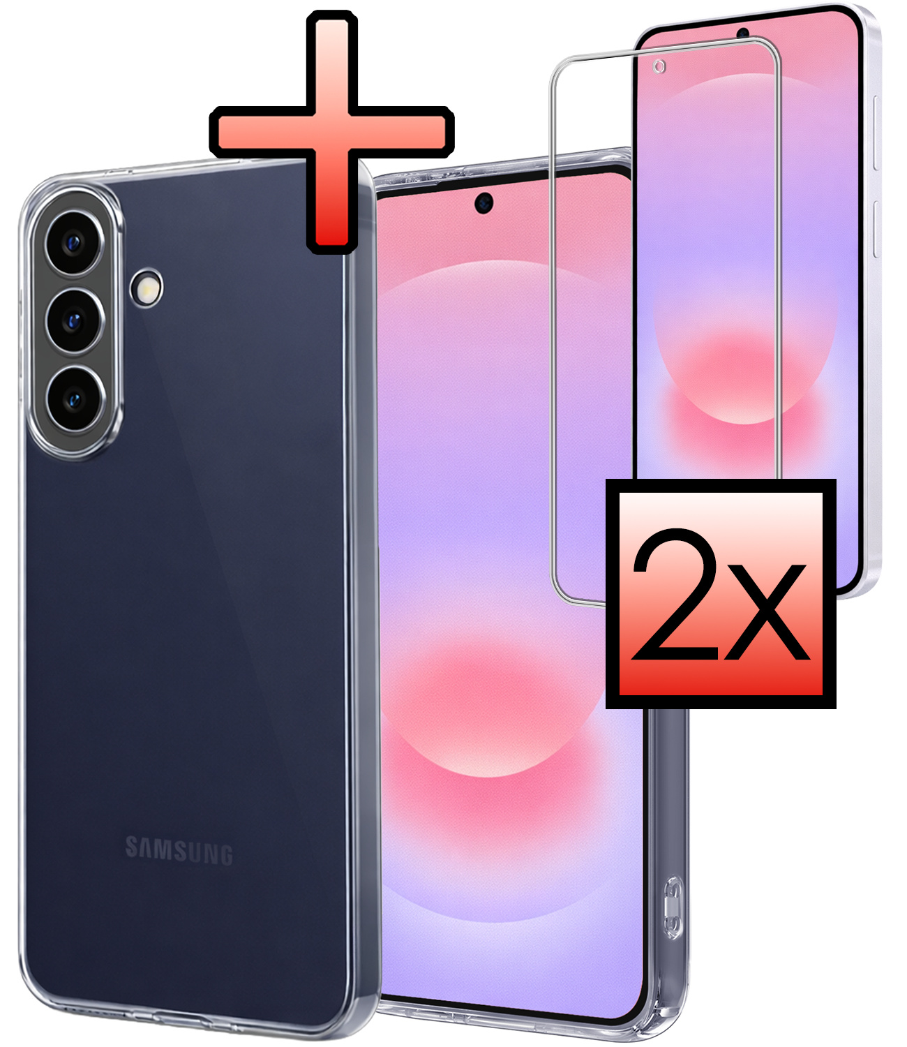 NoXx NoXx Samsung Galaxy A37 Hoesje Siliconen Met 2x Screenprotector - Transparant