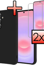 NoXx NoXx Samsung Galaxy A37 Hoesje Siliconen Met 2x Screenprotector - Zwart