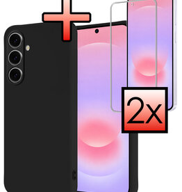 NoXx NoXx Samsung Galaxy A37 Hoesje Siliconen Met 2x Screenprotector - Zwart