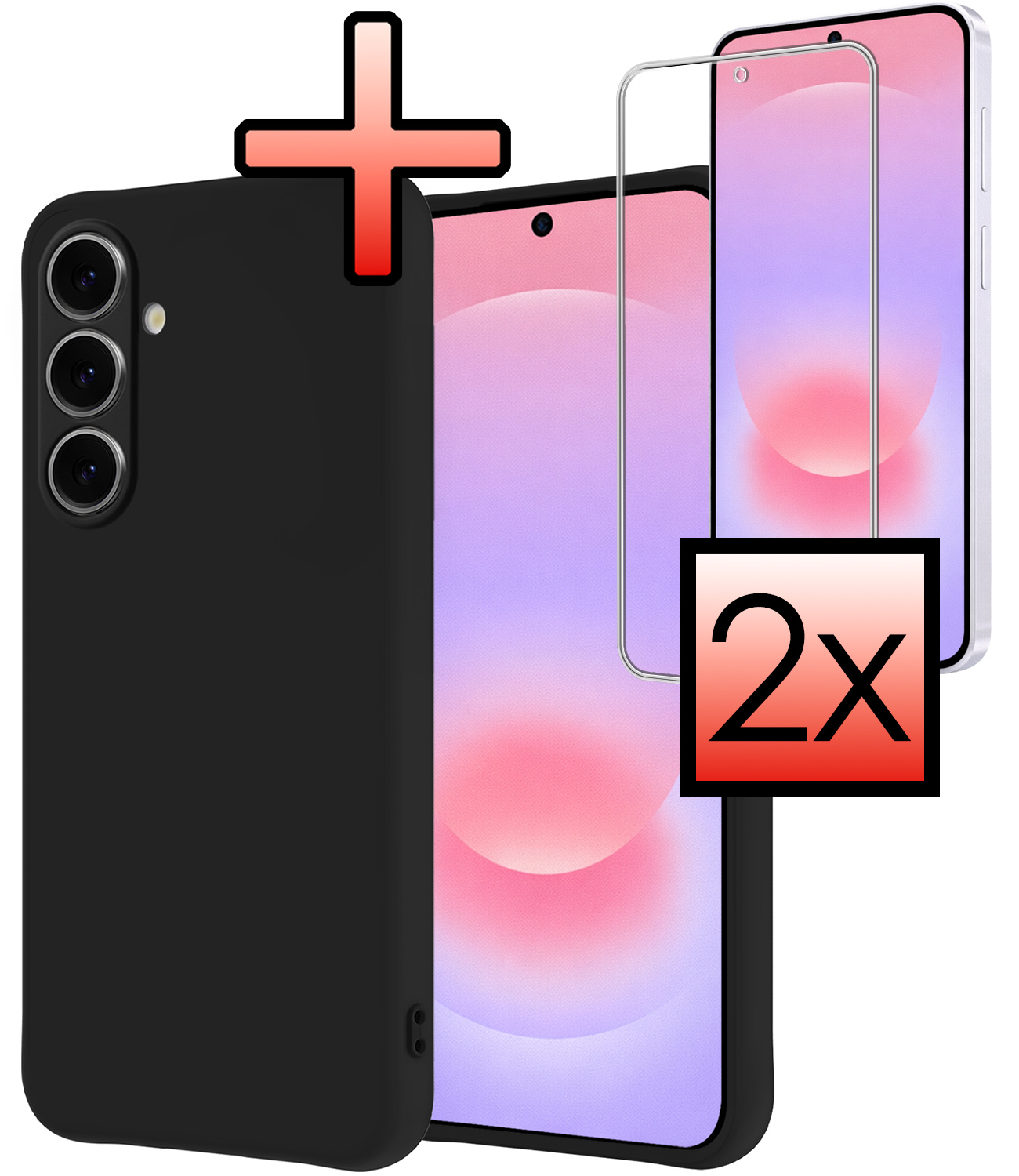 NoXx NoXx Samsung Galaxy A37 Hoesje Siliconen Met 2x Screenprotector - Zwart