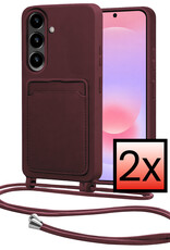 NoXx NoXx Samsung Galaxy A37 Hoesje Pashouder met Koord - Aubergine - 2 PACK