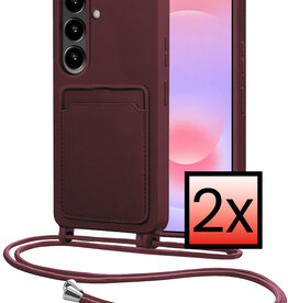 NoXx NoXx Samsung Galaxy A37 Hoesje Pashouder met Koord - Aubergine - 2 PACK