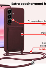NoXx NoXx Samsung Galaxy A37 Hoesje Pashouder met Koord Met 2x Screenprotector - Aubergine