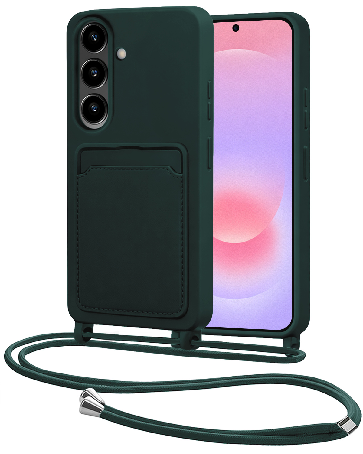 NoXx NoXx Samsung Galaxy A37 Hoesje Pashouder met Koord - Donkergroen