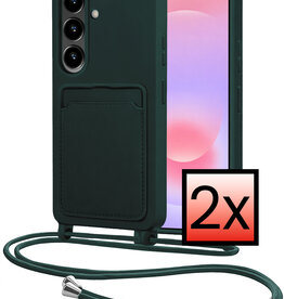 NoXx NoXx Samsung Galaxy A37 Hoesje Pashouder met Koord - Donkergroen - 2 PACK