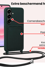 NoXx NoXx Samsung Galaxy A37 Hoesje Pashouder met Koord Met Screenprotector - Donkergroen