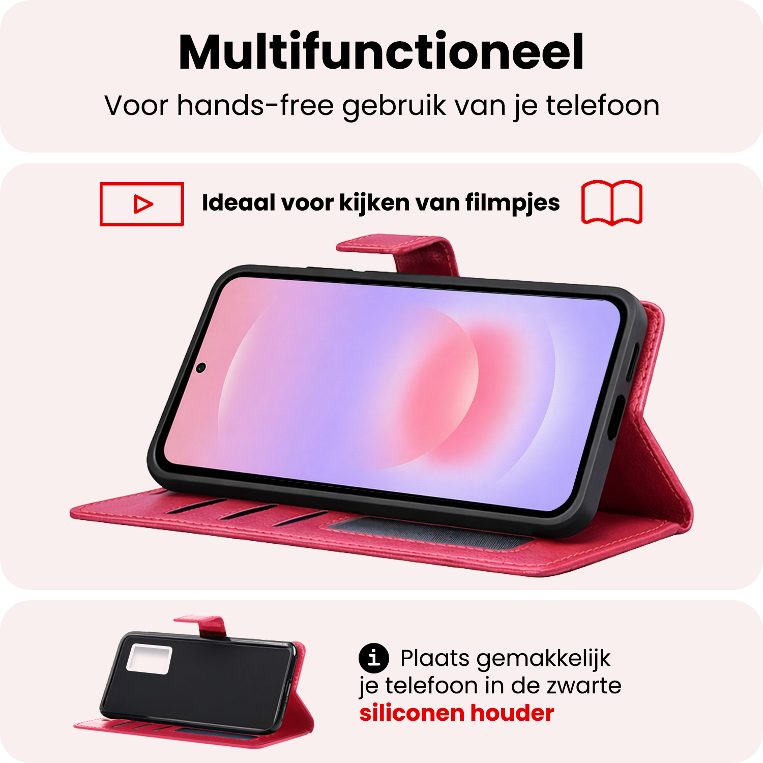 NoXx NoXx Samsung Galaxy A37 Hoesje Bookcase - Donkerroze