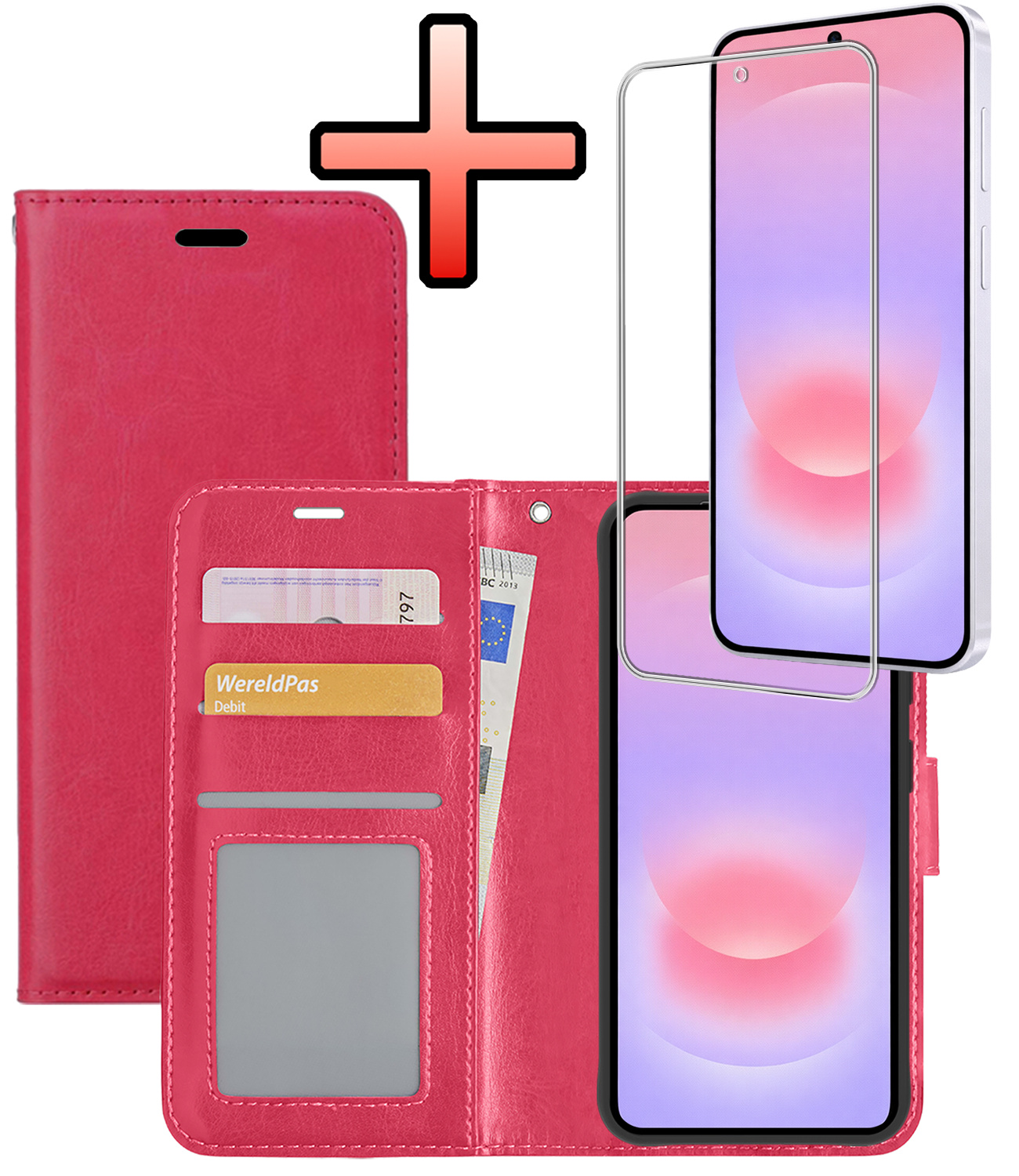 NoXx NoXx Samsung Galaxy A37 Hoesje Bookcase Met Screenprotector - Donkerroze