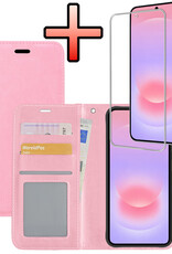 NoXx NoXx Samsung Galaxy A37 Hoesje Bookcase Met Screenprotector - Lichtroze