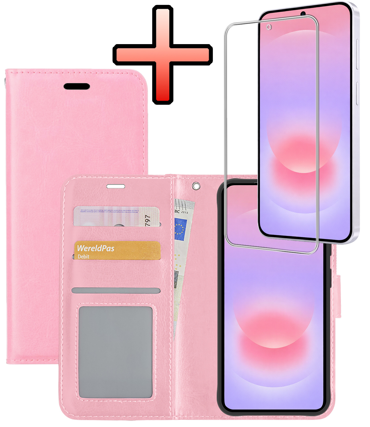 NoXx NoXx Samsung Galaxy A37 Hoesje Bookcase Met Screenprotector - Lichtroze