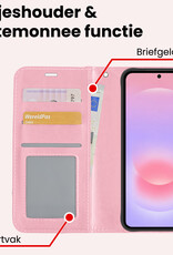 NoXx NoXx Samsung Galaxy A37 Hoesje Bookcase Met Screenprotector - Lichtroze