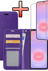 NoXx NoXx Samsung Galaxy A37 Hoesje Bookcase Met Screenprotector - Paars