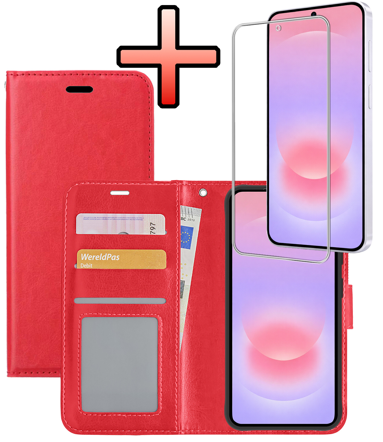 NoXx NoXx Samsung Galaxy A37 Hoesje Bookcase Met Screenprotector - Rood