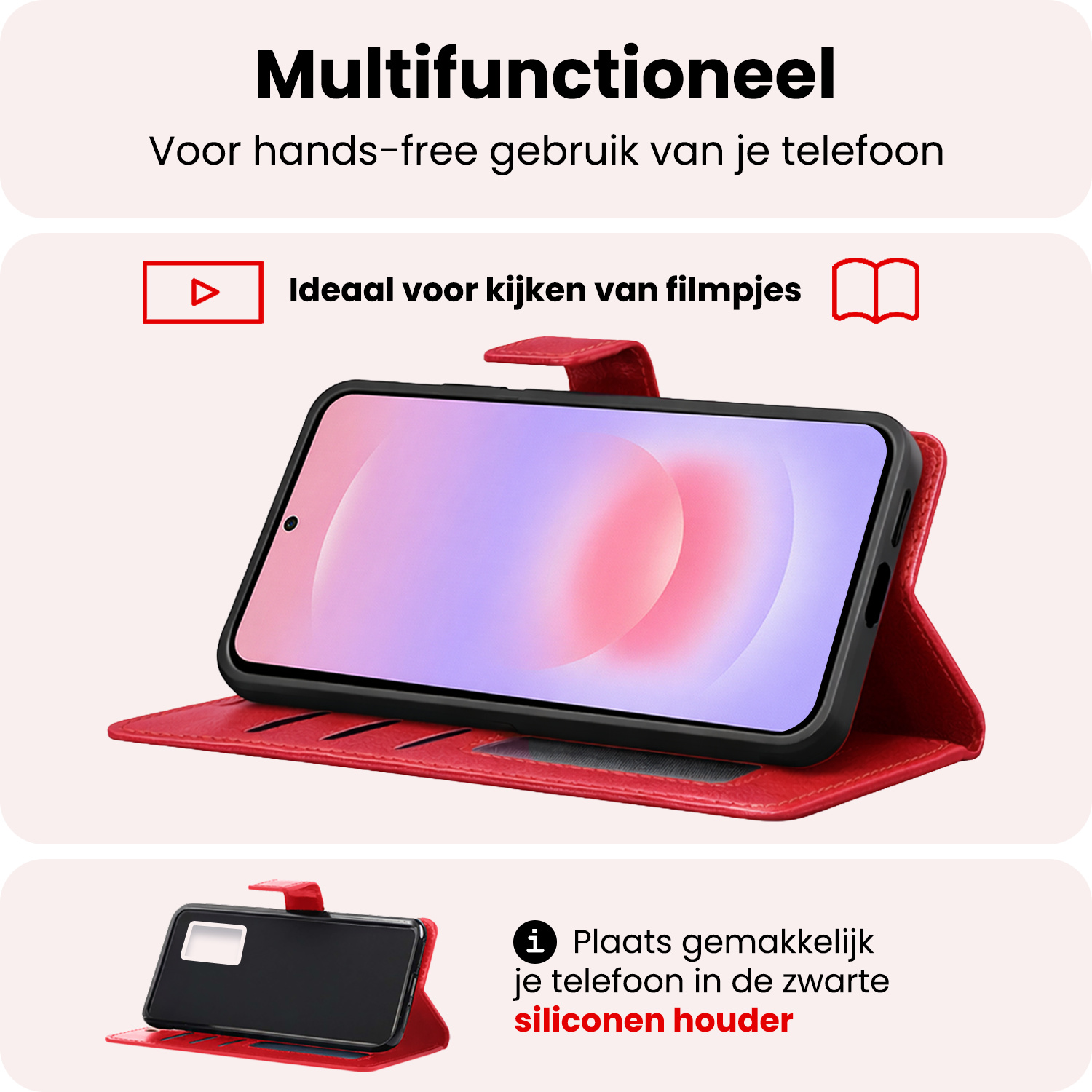 NoXx NoXx Samsung Galaxy A37 Hoesje Bookcase Met Screenprotector - Rood