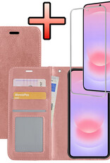 NoXx NoXx Samsung Galaxy A37 Hoesje Bookcase Met Screenprotector - Rose Goud