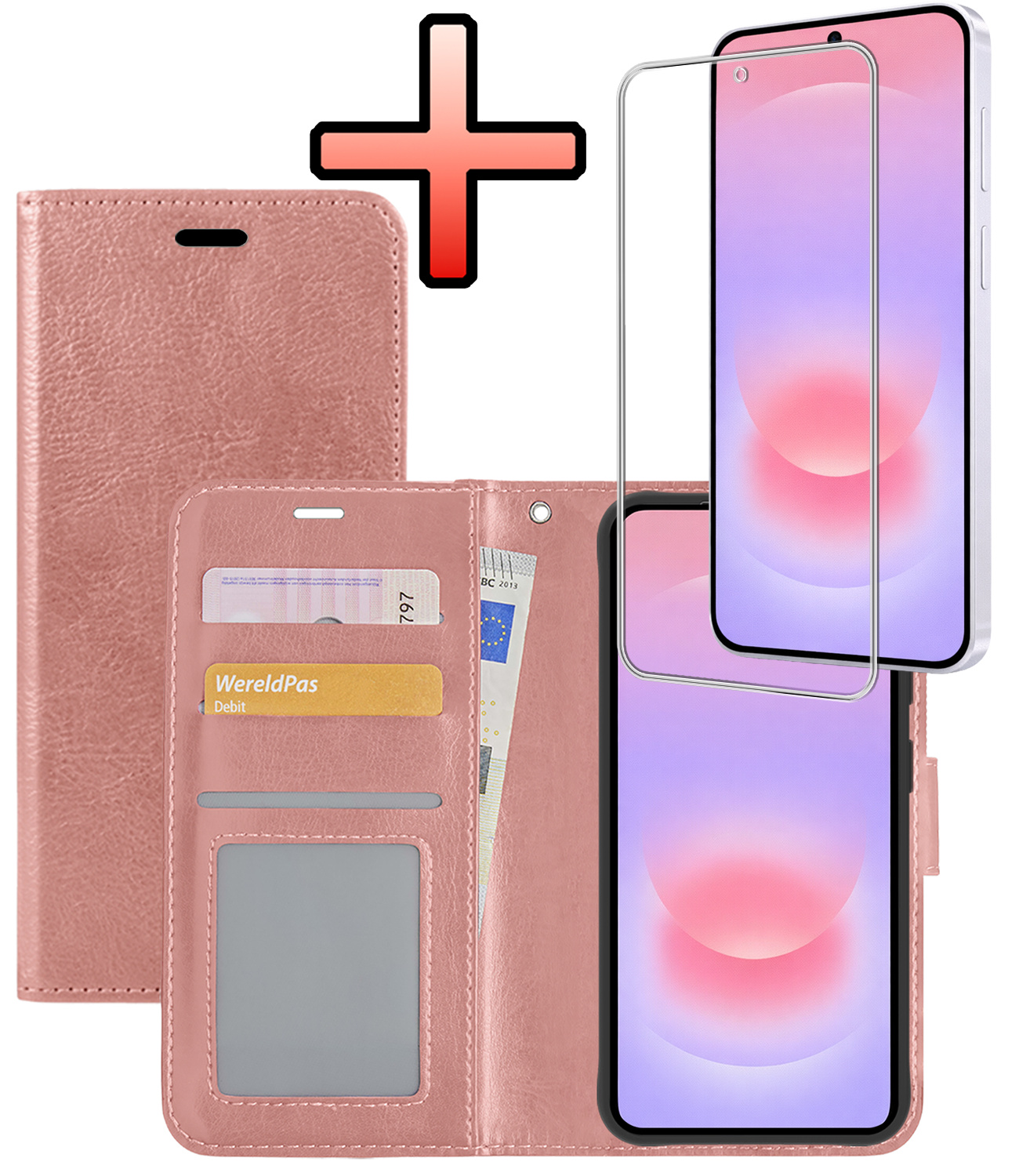 NoXx NoXx Samsung Galaxy A37 Hoesje Bookcase Met Screenprotector - Rose Goud