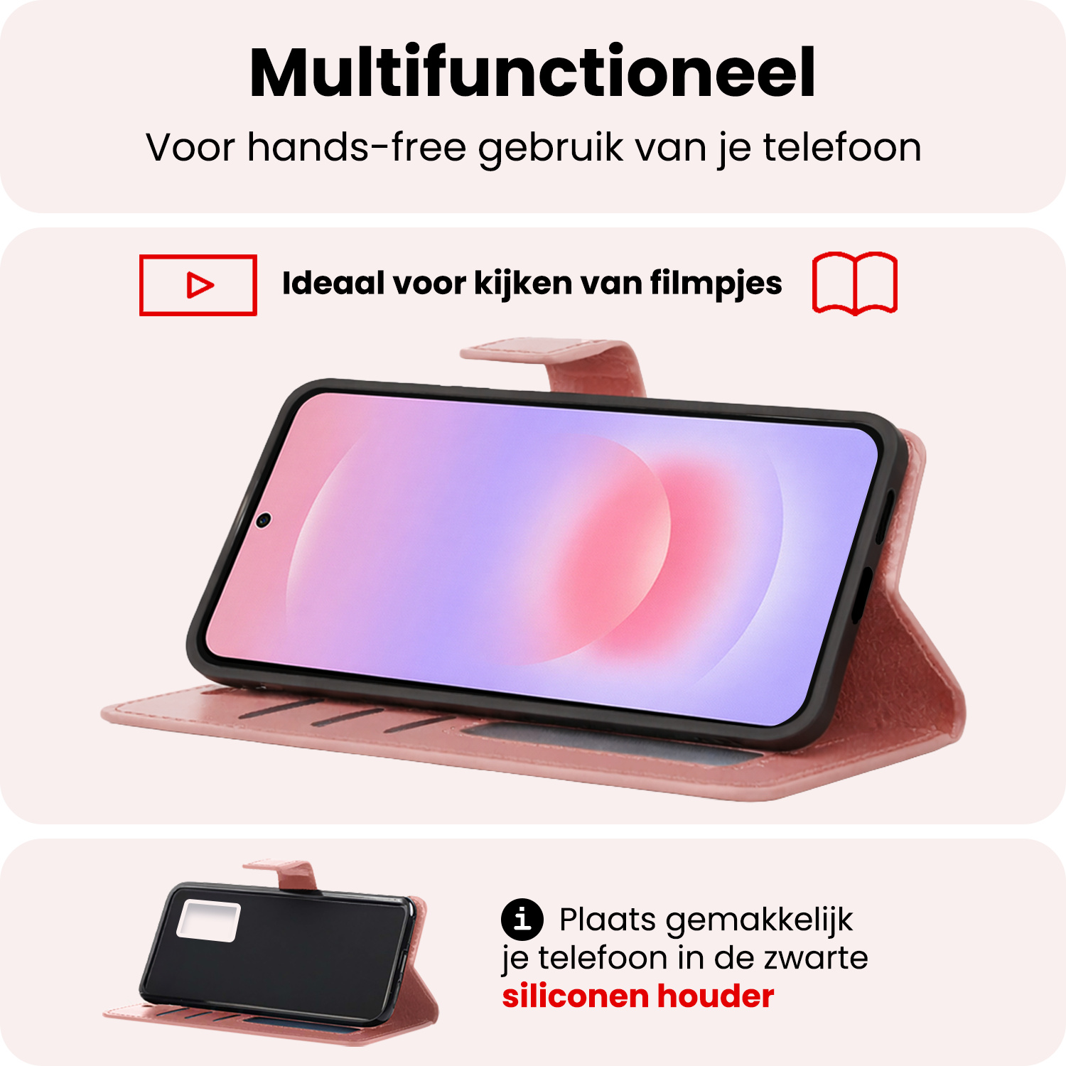 NoXx NoXx Samsung Galaxy A37 Hoesje Bookcase Met Screenprotector - Rose Goud