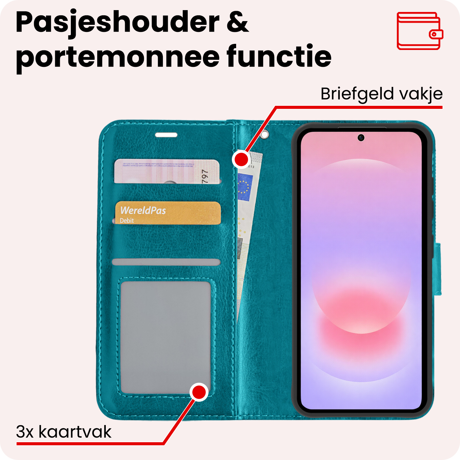 NoXx NoXx Samsung Galaxy A37 Hoesje Bookcase Met Screenprotector - Turquoise