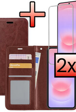 NoXx NoXx Samsung Galaxy A37 Hoesje Bookcase Met 2x Screenprotector - Bruin