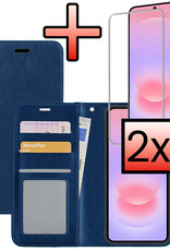NoXx NoXx Samsung Galaxy A37 Hoesje Bookcase Met 2x Screenprotector - Donkerblauw