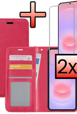 NoXx NoXx Samsung Galaxy A37 Hoesje Bookcase Met 2x Screenprotector - Donkerroze