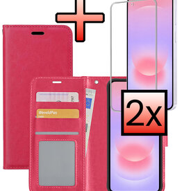 NoXx NoXx Samsung Galaxy A37 Hoesje Bookcase Met 2x Screenprotector - Donkerroze