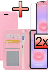 NoXx NoXx Samsung Galaxy A37 Hoesje Bookcase Met 2x Screenprotector - Lichtroze