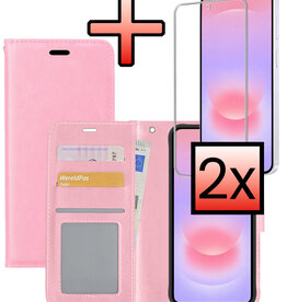 NoXx NoXx Samsung Galaxy A37 Hoesje Bookcase Met 2x Screenprotector - Lichtroze